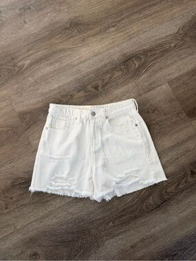 Nordstroms BP White Distressed High-Rise Denim Shorts